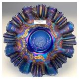 Fenton Blue Ten Mums Bowl