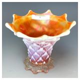 Dugan Peach Opal Lined Lattice Vase