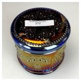 Fenton Blue Orange Tree Powder Jar