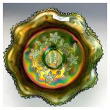 Fenton Green Butterfly & Berry Fruit Bowl
