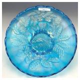 Northwood Sapphire Peacock&Urn Centerpiece Bowl
