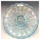 Northwood Ice Blue Peacock&Urn Centerpiece Bowl