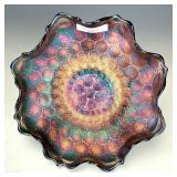 Fenton Blue Feathered Stitch Bowl
