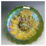 Millersburg Green Peacock & Urn Bowl