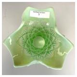 Dugan Vaseline Opal Lined Lattice Vase