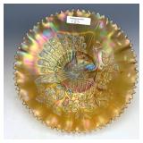 Northwood Honey Amber Peacocks Bowl