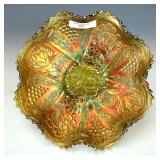 Fenton Green Lotus & Grape Bowl