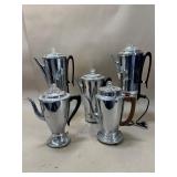 5 Vintage Chrome Coffee Percolators