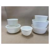 6 Milk Glass Mixing Bowls