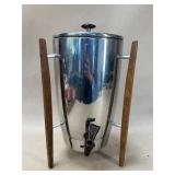 Mid Century Stainless & Wood Urn Style Coffee Pot