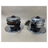 2 Chrome Vintage Double Waffle Makers
